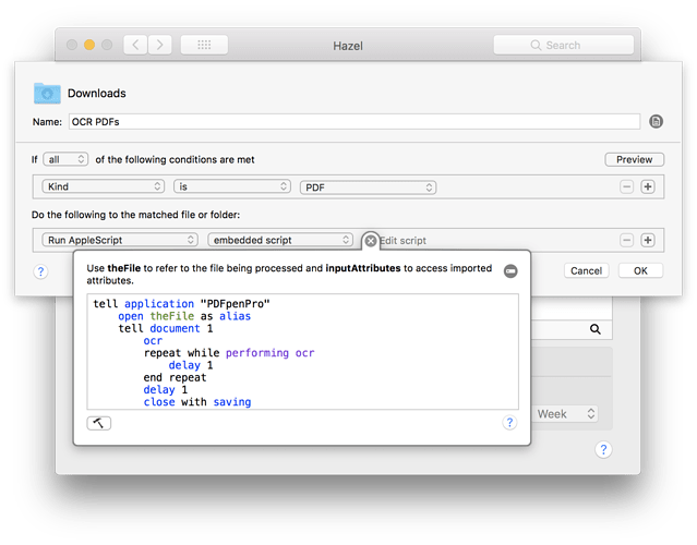 Hazel Rule with AppleScript expanded