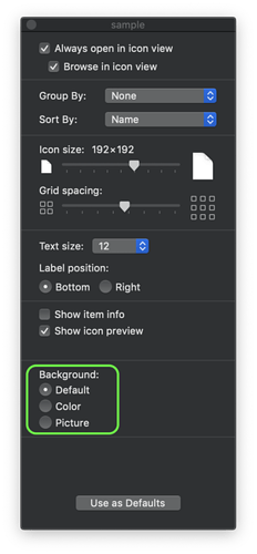 Finder - View Options dialog