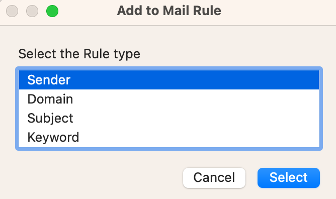 Select Rule Type